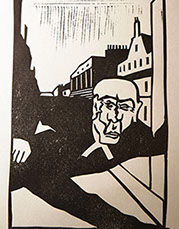 Illustration: Der Heuschreck, Linolschnitt von Gerrit Pithan