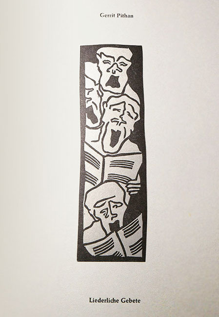 Illustration: Liderliche Gebete, Linolschnitt von Gerrit Pithan