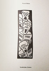 Illustration: Liderliche Gebete, Linolschnitt von Gerrit Pithan